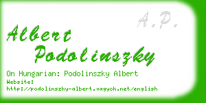 albert podolinszky business card